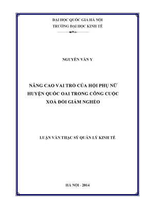 Luận văn thạc sĩ nâng cao và trò của hội phụ nữ huyện quốc oai trong công cuộc xóa đói giảm nghèo