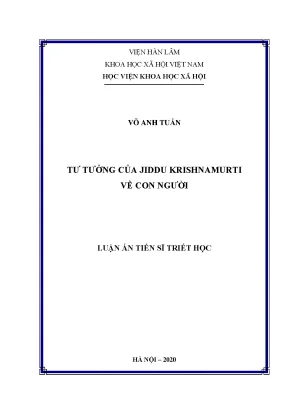 Luận án tiến sĩ tư tưởng của jiddu krishnamurti về con người