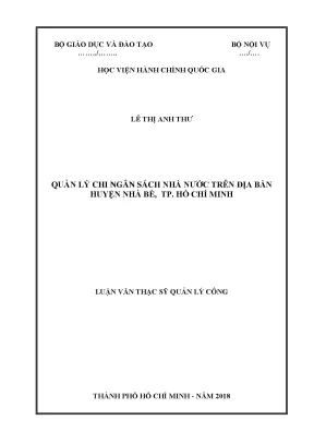 Luận văn thạc sĩ quản lý chi ngân sách nhà nước trên địa bàn huyện nhà bè tp hcmthành phố hồ chí minh