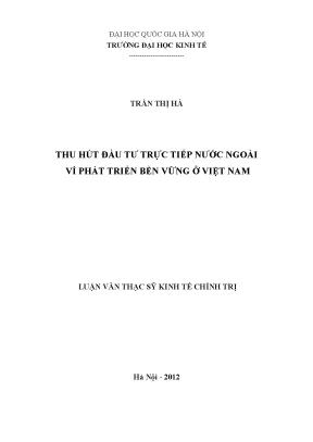 Luận văn thạc sĩ thu hút đầu tư trực tiếp nước ngoài vì phát triển bền vững ở việt nam