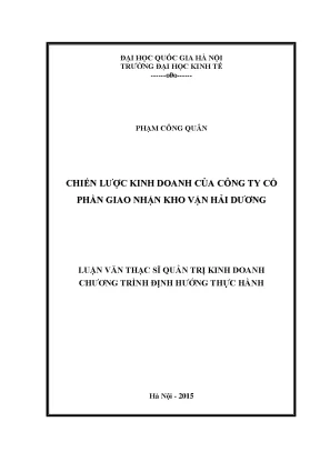 Luận văn thạc sĩ chiến lược kinh doanh của công ty cổ phần giao nhận kho vận hải dương