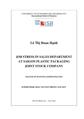 Luận văn thạc sĩ job stress in sales department at saigon plastic packaging joint stock company
