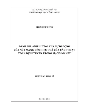 Luận văn thạc sĩ đánh giá ảnh hưởng của sự di động của nút mạng đến hiệu quả của các thuật toán định tuyến trong mạng manet