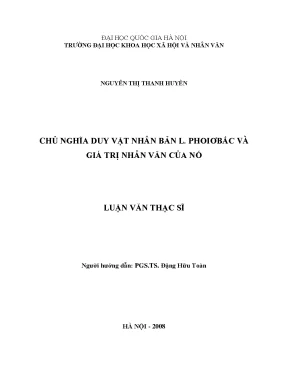 Luận văn thạc sĩ chủ nghĩa duy vật nhân bản l phoiơbắc và giá trị nhân văn của nó