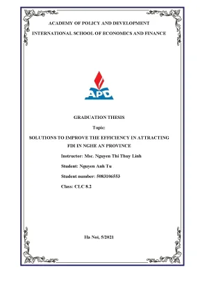 Luận văn tốt nghiệp solutions to improve the efficiency in attracting fdi in nghe an province