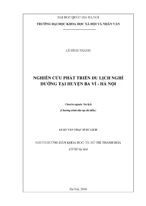 Luận văn thạc sĩ nghiên cứu phát triển du lịch nghỉ dưỡng tại huyện ba vì hà nội