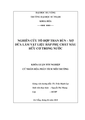 Luận văn tốt nghiệp nghiên cứu tổ hợp than bùn xơ dừa làm vật liệu hấp phụ chất màu hữu cơ trong nước