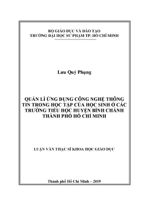 Luận văn thạc sĩ quản lí ứng dụng công nghệ thông tin trong học tập của học sinh ở các trường tiểu học huyện bình chá