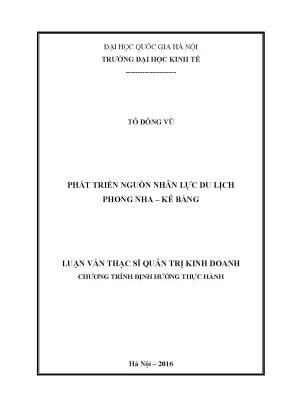 Luận văn thạc sĩ phát triển nguồn nhân lực du lịch phong nha kẻ bàng