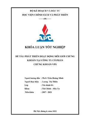 Luận văn tốt nghiệp phát triển hoạt động môi giới chứng khoán tại công ty cổ phần chứng khoán vps