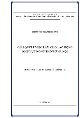Luận văn thạc sĩ giải quyết việc làm cho lao động khu vực nông thôn ở hà nội