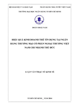 Luận văn thạc sĩ hiệu quả kinh doanh thẻ tín dụng tại ngân hàng thương mại cổ phần ngoại thương việt nam chi nhánh thủ đức
