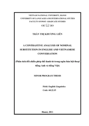 Luận văn thạc sĩ a contrastive analysis of nominal substitution in english and vietnamese conversation