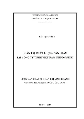 Luận văn thạc sĩ quản trị chất lượng sản phẩm tại công ty tnhh việt nam nippon seiki