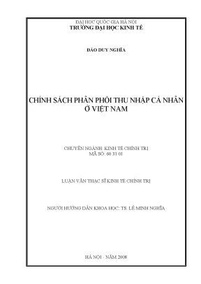 Luận văn thạc sĩ chính sách phân phối thu nhập cá nhân ở việt nam