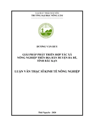 Luận văn tốt nghiệp giải pháp phát triển hợp tác xã nông nghiệp trên địa bàn huyện ba bể tỉnh bắc kạn
