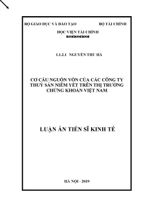 Luận án cơ cấu nguồn vốn của các công ty thuỷ sản niêm yết trên thị trường chứng khoán việt nam 1