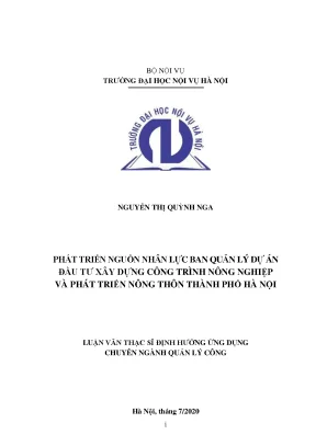 Luận văn thạc sĩ phát triển nguồn nhân lực ban quản lý dự án đầu tư xây dựng công trình nông nghiệp và phát triển nông thôn thành phố hà nội