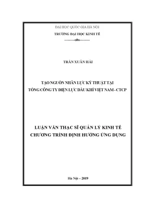 Luận văn thạc sĩ tạo nguồn nhân lực kỹ thuật tại tổng công ty điện lực dầu khí việt nam ctcp