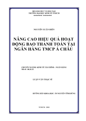 Luận văn thạc sĩ nâng cao hiệu quả hoạt động bao thanh toán tại ngân hàng thương mại cổ phận á châu luận văn thạc sĩ