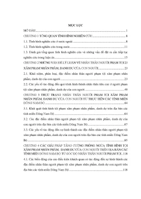 Luận án nhân thân người phạm tội xâm phạm nhân phẩm danh dự của con người từ thực tiễn các tỉnh miền đông nam bộ