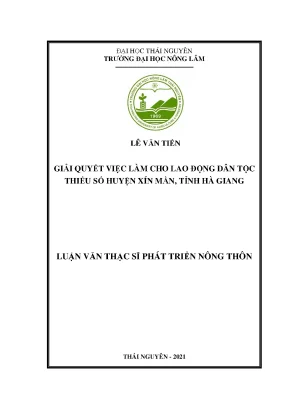 Luận văn tốt nghiệp giải quyết việc làm cho lao động dân tộc thiểu số ở huyện xín mần tỉnh hà giang