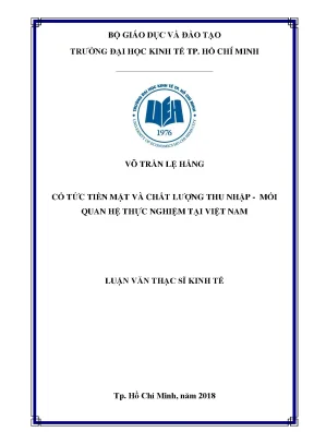 Luận văn thạc sĩ cổ tức tiền mặt và chất lượng thu nhập mối quan hệ thực nghiệm tại việt nam