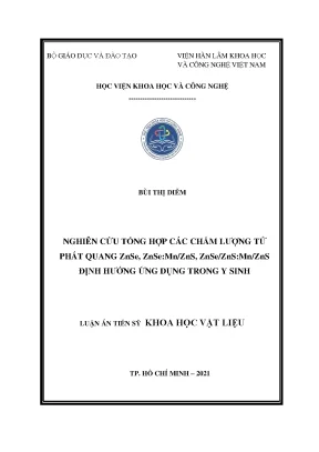 Luận án tiến sĩ nghiên cứu tổng hợp các chấm lượng tử phát quang znse znse mn zns znse zns mn zns định hướng ứng dụng trong y sinh