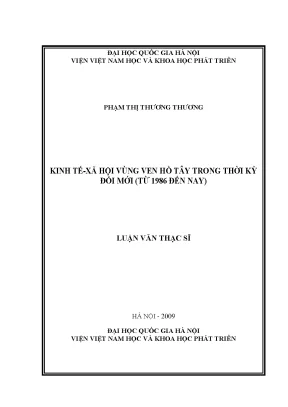 Luận văn thạc sĩ kinh tế xã hội vùng ven đô hồ tây trong thời kỳ đổi mới từ 1986 đến nay