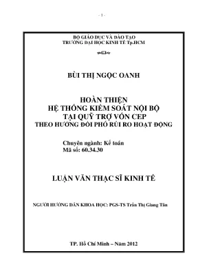 Luận văn thạc sĩ hoàn thiện hệ thống kiểm soát nội bộ tại quỹ trợ vốn cep theo hướng đối phó rủi ro hoạt động