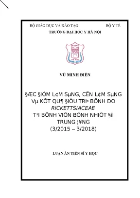 Luận án tiến sĩ đặc điểm lâm sàng cận lâm sàng và kết quả điều trị bệnh nhân nhiễm rickettsiaceae tại bệnh viện bệnh nhiệt đới trung ương