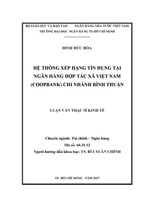 Luận văn thạc sĩ hệ thống xếp hạng tín dụng tại ngân hàng hợp tác xã việt nam coopbank chi nhánh bình thuận