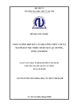 Luận văn thạc sĩ chất lượng đội ngũ cán bộ công chức cấp xã người dân tộc thiểu số huyện lạc dương tỉnh lâm đồng