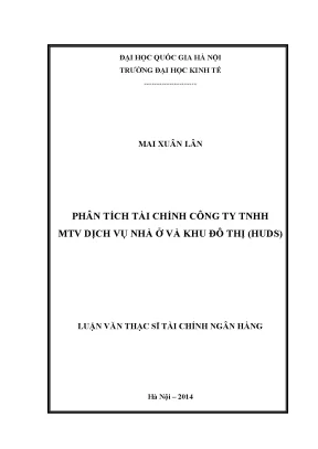 Luận văn thạc sĩ phân tích tài chính công ty tnhh một thành viên dịch vụ nhà ở và khu đô thị huds