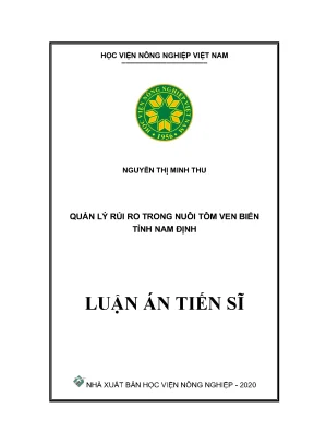 Luận án tiến sĩ quản lý rủi ro trong nuôi tôm ven biển tỉnh nam định