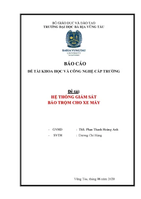 Luận văn tốt nghiệp hệ thống giám sát báo trộm cho xe máy