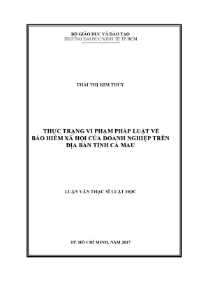 Luận văn thạc sĩ thực trạng vi phạm pháp luật về bảo hiểm xã hội của doanh nghiệp trên địa bàn tỉnh cà mau