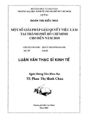 Luận văn thạc sĩ một số giải pháp giải quyết việc làm tại thành phố hồ chí minh cho đến năm 2010 ngãi luận văn thạc sĩ