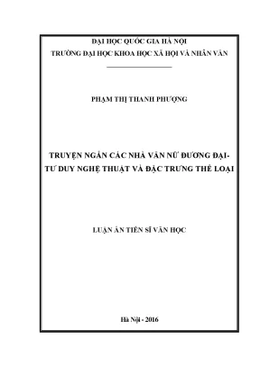 Luận án tiến sĩ truyện ngắn các nhà văn nữ đương đại tư duy nghệ thuật và đặc trưng thể loại luận án ts ngôn ngữ và văn hoá việt nam 60 22 01