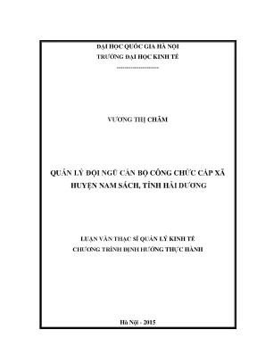 Luận văn thạc sĩ quản lý đội ngũ cán bộ công chức cấp xã huyện nam sách tỉnh hải dương