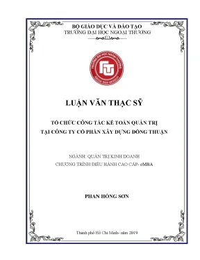 Luận văn thạc sĩ tổ chức công tác kế toán quản trị tại công ty cổ phần xây dựng đồng thuận