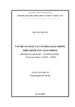 Luận văn thạc sĩ vấn đề an toàn và văn hóa giao thông trên kênh vov giao thông qua khảo sát 2 chuyên mục tiêu điểm giao thông văn hóa giao thông từ 1 2013 12 2013