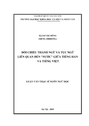 Luận văn thạc sĩ đối chiếu thành ngữ và tục ngữ liên quan đến nướcgiữa tiếng hán và tiếng việt