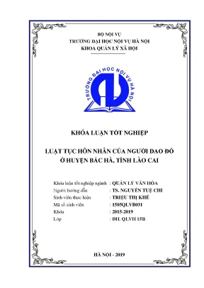 Luận văn tốt nghiệp luật tục hôn nhân của người dao đỏ ở huyện bắc hà tỉnh lào cai