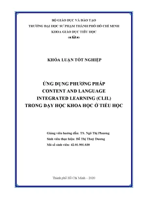 Luận văn thạc sĩ ứng dụng phương pháp content and language intergranted learning clil trong dạy học khoa học