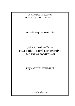 Luận án tiến sĩ quản lý nhà nước về phát triển kinh tế biển các tỉnh bắc trung bộ việt nam