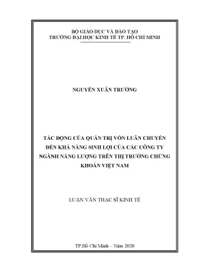 Luận văn thạc sĩ tác động của quản trị vốn luân chuyển đến khả năng sinh lợi của các công ty ngành năng lượng trên thị trường chứng khoán việt nam