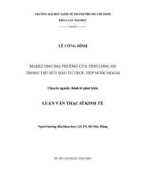 Luận văn thạc sĩ marketing địa phương của tỉnh long an trong thu hút đầu tư trực tiếp nước ngoài