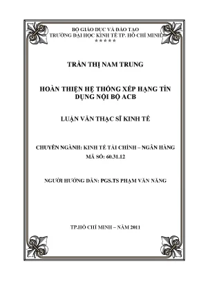 Luận văn thạc sĩ hoàn thiện hệ thống xếp hạng tín dụng nội bộ tại acb