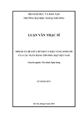 Luận văn thạc sĩ mối quan hệ giữa rủi ro và khả năng sinh lời của các ngân hàng thương mại việt nam